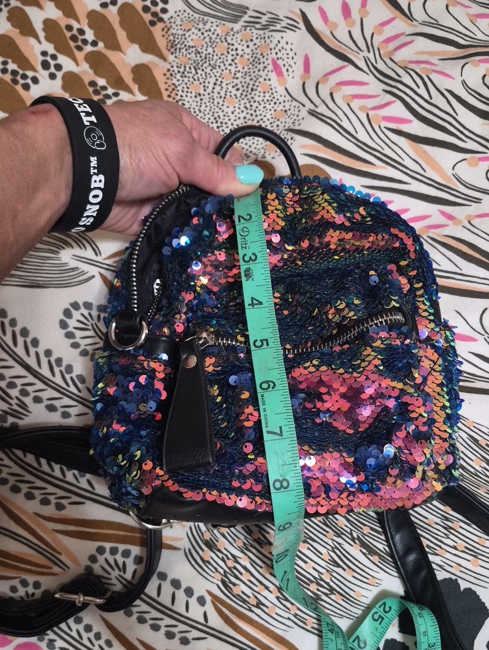 Multicolored Sequin Mini Backpack - - Picture 5 of 8